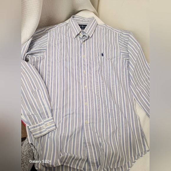 Men's Blue and White Striped Shirt #G12 - Picture 12 of 15
